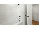 Clean and bright bathroom featuring a shower and updated fixtures, ideal for modern living at 8917 Fowler Rd, Zebulon, NC 27597