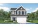 Charming two-story home featuring a modern design and a well-maintained front lawn with lush greenery at 1002 Sora Way, Durham, NC 27703