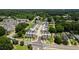 Drone shot of a community of townhomes with tree-lined streets, offering a peaceful residential setting at 1317 Garner Rd # 101, Raleigh, NC 27610