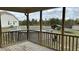 View from the back porch overlooking the above ground pool and backyard amenities at 194 Cornfield Ln, Benson, NC 27504