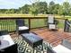 Outdoor deck area with seating and views of the backyard at 2540 Levi Ln, Bahama, NC 27503