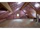Unfinished attic space showing insulation and wood framing at 301 Stone Currie Dr, Hillsborough, NC 27278