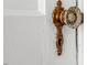 Vintage glass doorknob with ornate hardware on a white painted door at 410 N Hyde Park Ave, Durham, NC 27703