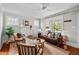 Bright living room featuring hardwood floors, large windows, and stylish furniture at 410 N Hyde Park Ave, Durham, NC 27703