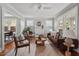 Bright living room featuring hardwood floors, large windows, and stylish furniture at 410 N Hyde Park Ave, Durham, NC 27703