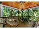 Relaxing screened porch with a hammock chair and dining set, overlooking a private backyard at 6016 Glenthorne Dr, Raleigh, NC 27613