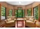 Cozy sitting area with lots of natural light from the wooded scenery outside the windows at 6016 Glenthorne Dr, Raleigh, NC 27613