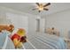 Bedroom featuring neutral walls, carpet flooring, and a ceiling fan at 640 Newlyn Dr, Raleigh, NC 27606