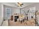 Bonus room with neutral walls, carpet flooring, and a ceiling fan at 640 Newlyn Dr, Raleigh, NC 27606