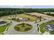 Beautiful aerial view of the community pool and landscaping in a neighborhood at 112 Willow Grove Ln, Fuquay Varina, NC 27526