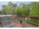 A peaceful deck with seating offers a relaxing outdoor space overlooking the lush backyard at 136 Ashlyn Ridge Dr, Garner, NC 27529