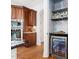 Gourmet kitchen features custom cabinets and bar with cooler for entertaining at 144 Arabella Ct, Cary, NC 27518