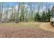 The expansive backyard features a mix of mature trees and a thick layer of fallen leaves at 206 Woods Run, Knightdale, NC 27545