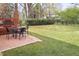 Expansive backyard with a patio, lush lawn, and mature landscaping at 2061 Carriage Way, Chapel Hill, NC 27517