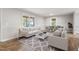 Inviting living room with modern furniture, large windows, and wood floors at 251 W Moffitt Avenue, Liberty, NC 27298