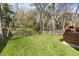 Expansive fenced backyard with lush green grass and mature trees providing ample shade at 303 N Guthrie Ave, Durham, NC 27703