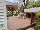 Charming deck offers a relaxing outdoor space with table, chairs, and views of the landscaped yard at 3711 Halford Dr, Raleigh, NC 27604