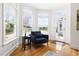 Bright bedroom bay window seating area with pool views at 500 Walnut Hill Dr, Hillsborough, NC 27278