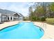 Backyard pool with blue water, a patio, and a spacious backyard at 500 Walnut Hill Dr, Hillsborough, NC 27278