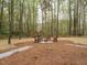 Outdoor firepit area featuring Adirondack chairs and wooded surroundings, great for relaxation at 5209 Rivington Rd, Fuquay Varina, NC 27526