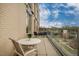 Relax on this spacious balcony with room for seating and views of the city skyline at 601 W Rosemary St # 418, Chapel Hill, NC 27516