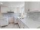 Modern kitchen with stainless steel appliances, white cabinetry, and stunning countertops at 72 Edgemont Ave, Roxboro, NC 27573