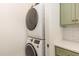 A view of the new stacked washer and dryer in the laundry space at 8 Nottingham Pl, Smithfield, NC 27577
