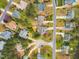Beautiful aerial view of neighborhood with mature trees, manicured lawns, and well-maintained streets at 801 Noconia Pl, Fuquay Varina, NC 27526