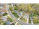 Aerial view of the community with well-kept lawns and the home's convenient street access at 124 Holly Ridge Ln, Mebane, NC 27302