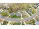 Neighborhood aerial view showcasing mature trees, winding streets, and well-maintained lawns at 124 Holly Ridge Ln, Mebane, NC 27302