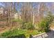 Lush backyard with mature trees and landscaping at 125 Long Shadow Pl, Durham, NC 27713