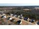 An aerial view of a residential neighborhood surrounded by lush green trees and landscaping on a sunny day at 201 W Amber Oak Drive, Selma, NC 27576