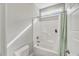 Shower stall with shower head and soap ledge, as well as a toilet in the shot at 201 W Amber Oak Drive, Selma, NC 27576