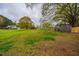 Expansive backyard with mature trees, a wooden fence, and ample space for outdoor activities at 2422 S Alston Ave, Durham, NC 27713
