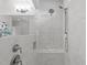 Modern shower featuring a rainfall showerhead, handheld sprayer, and built-in niche at 288 Whispering Wind Dr, Chapel Hill, NC 27516