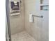 Stylish walk-in shower featuring stone floors and a built-in shelf at 2915 Cox Mill Rd, Sanford, NC 27332