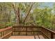 Wooden deck overlooking lush trees and landscape, perfect for outdoor relaxation at 302 Rushingwater Dr, Cary, NC 27513