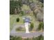 Stunning aerial view of the home showcasing its spacious lot, circular driveway, and wooded surroundings at 3690 Mabel Ln, Stem, NC 27581