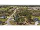 A high angle shows the neighborhood with mature trees, homes, and a fenced backyard with a play set at 381 Heart Pine Dr, Wendell, NC 27591