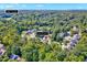 An aerial perspective highlighting a beautiful home site within a scenic, tree-filled neighborhood at 44 Grandwood Cir, Durham, NC 27712