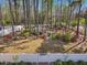 Serene backyard garden with mature trees, lush landscaping, and a white privacy fence surrounding the yard at 49 Everwood Dr, Four Oaks, NC 27524