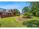 Lush green backyard featuring a well-manicured lawn and mature trees, offering a serene outdoor space at 504 W Brocklyn St, Benson, NC 27504