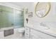Bathroom featuring tub/shower combo and neutral color scheme at 504 W Brocklyn St, Benson, NC 27504