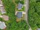 Birds eye view showing the roof, yard, and surrounding trees at 5144 Pinehall Wynd, Raleigh, NC 27604