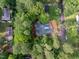 Aerial view of new home construction amid mature trees and established neighborhood at 5205 Quail Meadows Dr, Raleigh, NC 27609