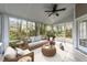 Inviting sunroom featuring ample seating and views of the outdoor greenery at 5301 Tilford Ln, Raleigh, NC 27613