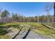 Lush backyard with a mix of green grass, gravel, and a wooden fence at 6480 Beaver Creek Rd, New Hill, NC 27562
