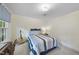 Comfortable bedroom with a bed, wooden desk, bedside table, and a relaxing window view at 721 Blenheim Dr, Raleigh, NC 27612