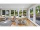 Bright dining area with large windows offering great view of landscaped backyard at 721 Blenheim Dr, Raleigh, NC 27612