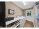 Functional laundry room with modern washer and dryer, ample counter space, and convenient storage shelves at 721 Blenheim Dr, Raleigh, NC 27612